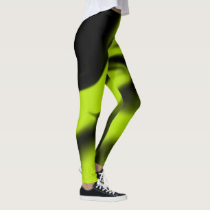 Abstrakt 3 in Schwarz und Kalkgrün Leggings