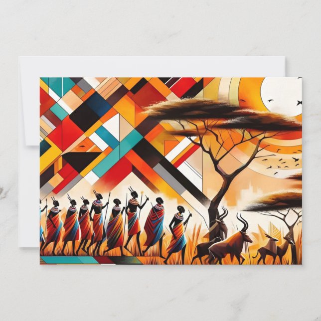 Abstrakt African Art Masai Geometric Einladung (Vorderseite)