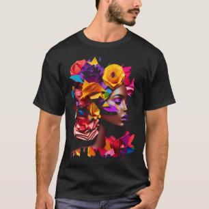 Abstrakt African Black Origami Hair Queen Paris Sk T-Shirt