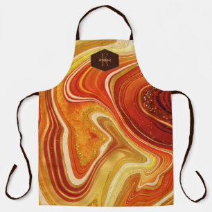Abstrakt Agate Monogram Hot Orange ID827 Schürze