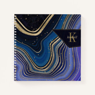 Abstrakt Agate Monogram Midnight ID827 Notizbuch
