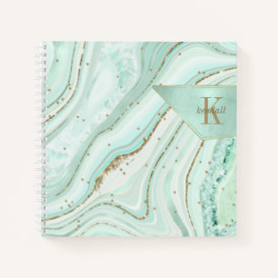 Abstrakt Agate Monogram Mint ID827 Notebook Notizbuch