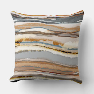 Abstrakt Agate Pattern Grau Brown Creme Kissen