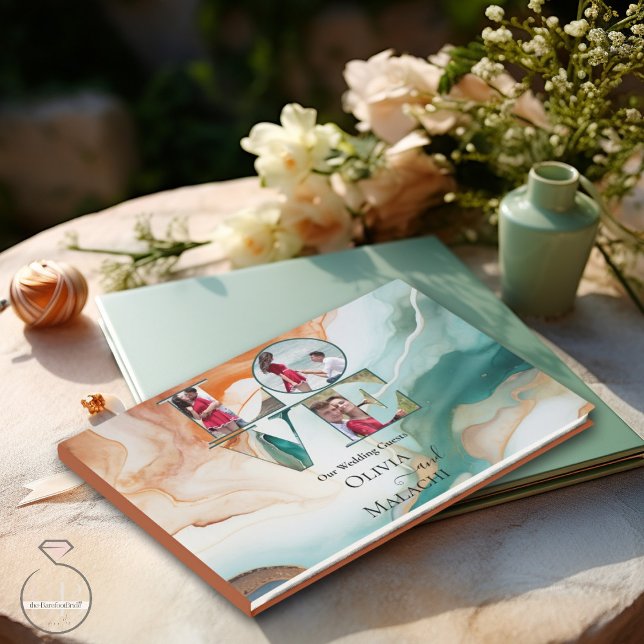 Abstrakt Agate Terracotta Marble Gästebuch (Make sure your guests have a place to leave their names and a short note  for your wedding keepsake)