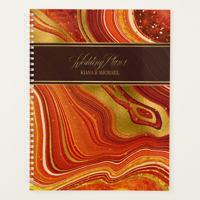 Abstrakt Agate Wedding Hot Orange ID827 Planer (Vorderseite)