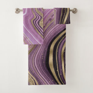 Abstrakt Agate Wedding Mauve ID827 Badhandtuch Set