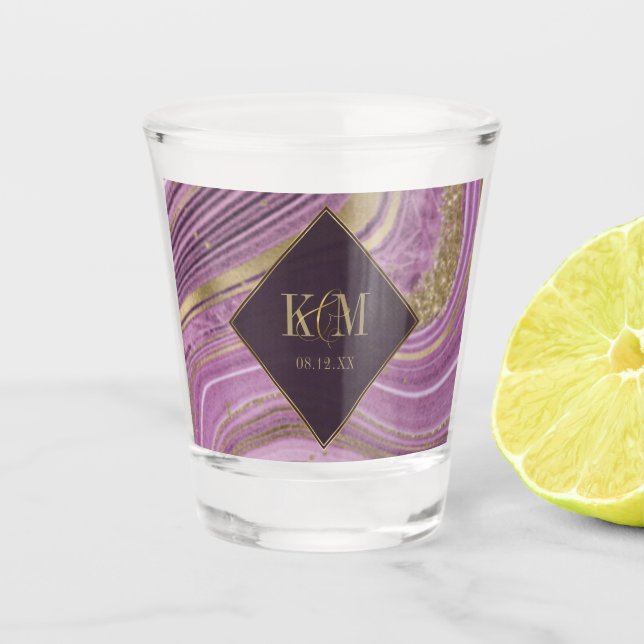 Abstrakt Agate Wedding Mauve ID827 Schnapsglas (Vorderseite)