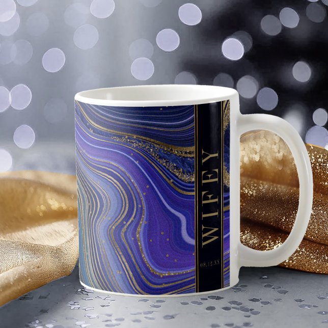 Abstrakt Agate Wedding Wifey Midnight ID827 Kaffeetasse (Von Creator hochgeladen)