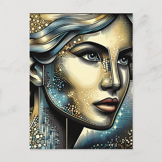 Abstrakt Ai Art | Frauengesicht Postkarte (Vorderseite)