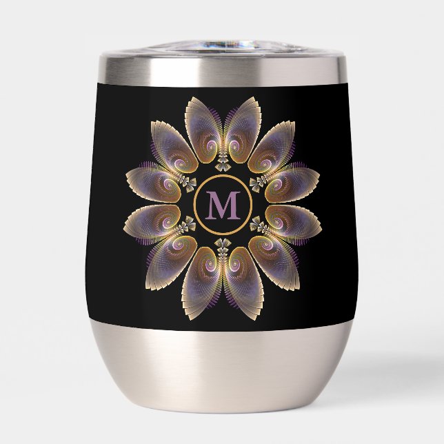 Abstrakt Angel Wings Mandala Fraktal Monogram (Vorderseite)