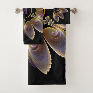 Abstrakt Angel Wings Mandala Fraktal Monogram Badhandtuch Set