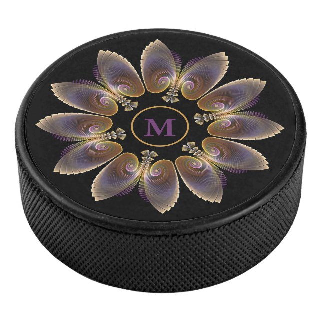 Abstrakt Angel Wings Mandala Fraktal Monogram Eishockey Puck (3/4)
