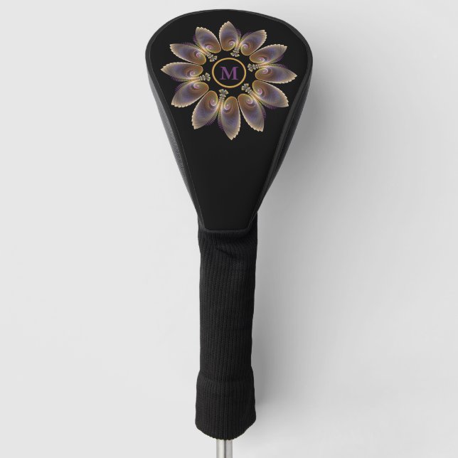 Abstrakt Angel Wings Mandala Fraktal Monogram Golf Headcover (Vorderseite)