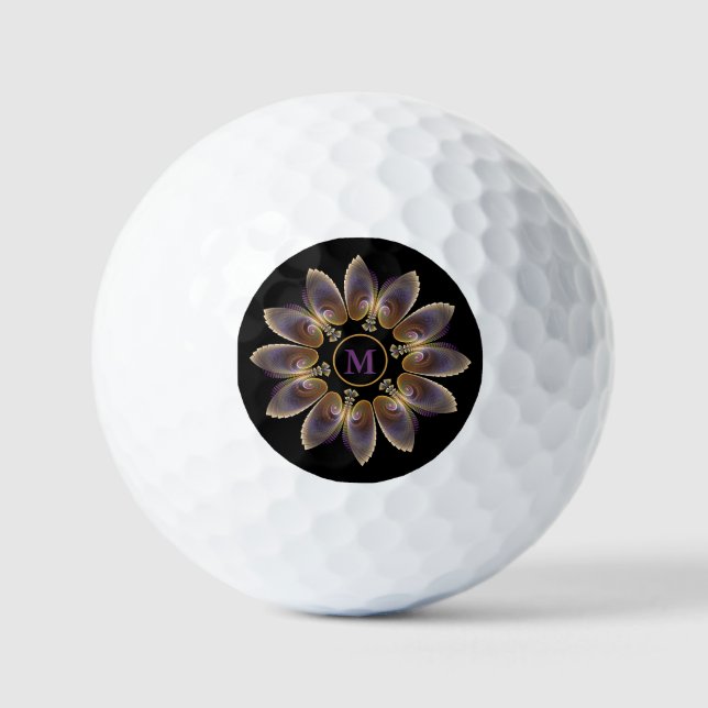 Abstrakt Angel Wings Mandala Fraktal Monogram Golfball (Vorderseite)