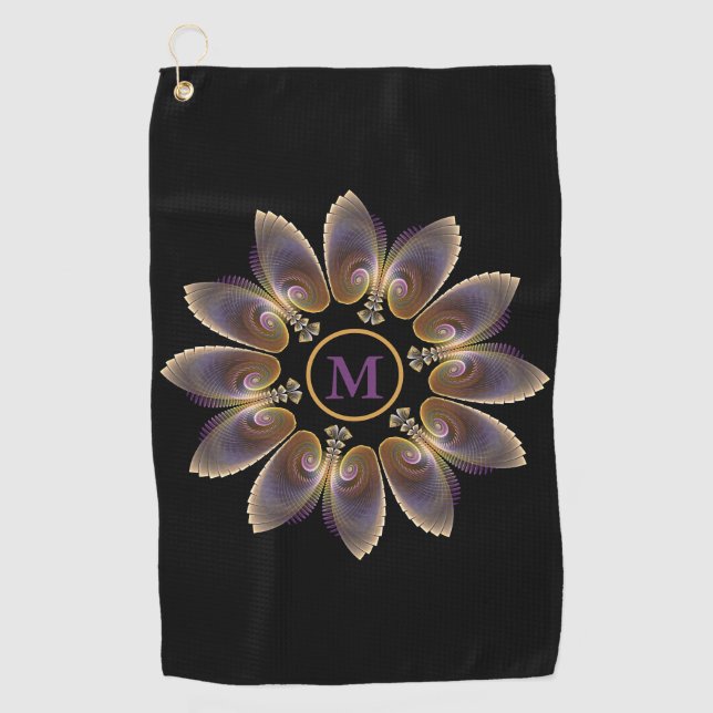 Abstrakt Angel Wings Mandala Fraktal Monogram Golfhandtuch (Vorderseite)