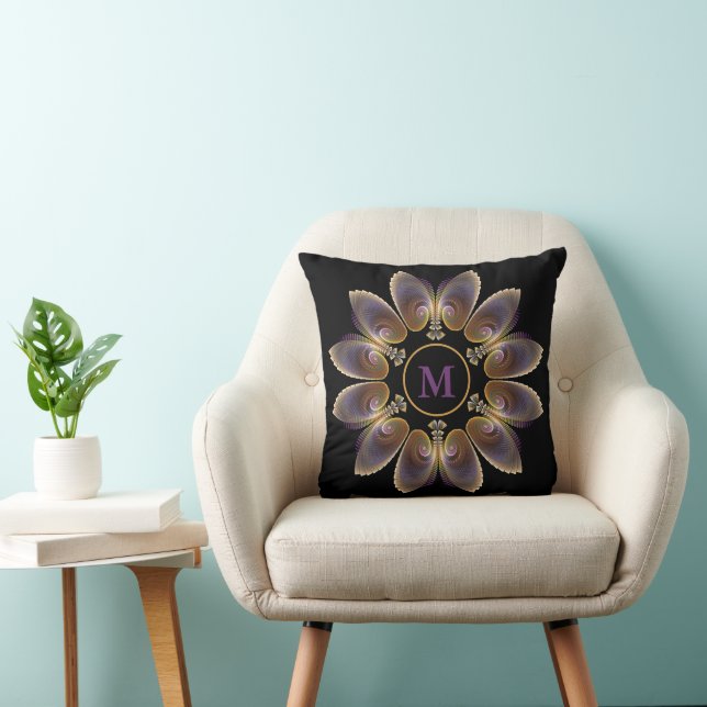 Abstrakt Angel Wings Mandala Fraktal Monogram Kissen (Stuhl )