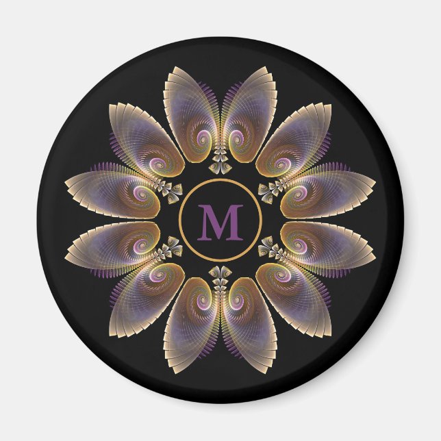 Abstrakt Angel Wings Mandala Fraktal Monogram Magnet (Vorne)