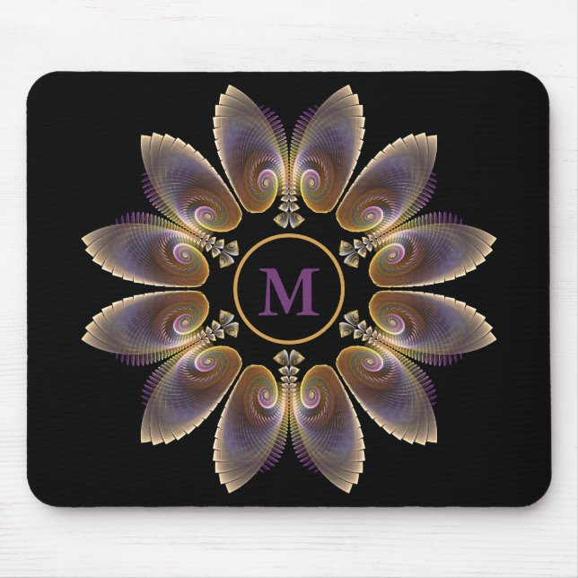Abstrakt Angel Wings Mandala Fraktal Monogram Mousepad (Vorne)
