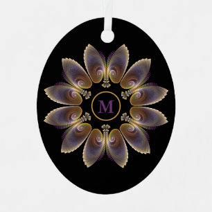 Abstrakt Angel Wings Mandala Fraktal Monogram Ornament Aus Metall