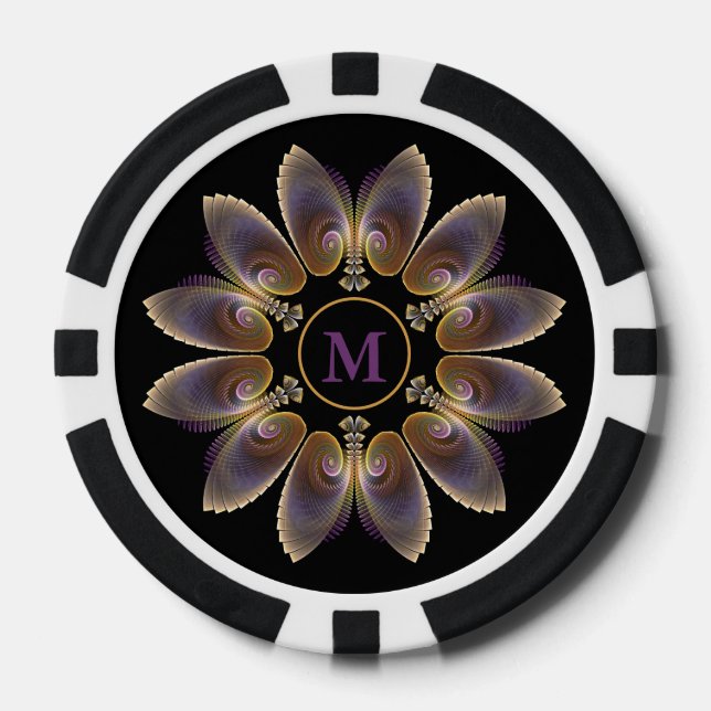 Abstrakt Angel Wings Mandala Fraktal Monogram Pokerchips (Vorderseite)