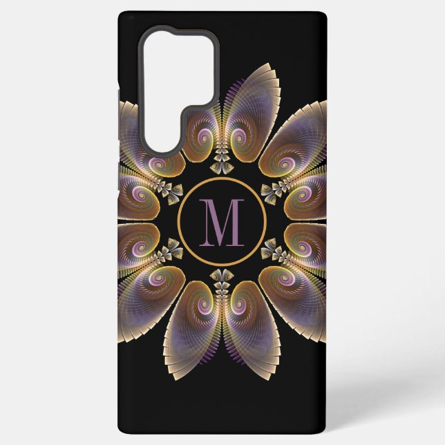 Abstrakt Angel Wings Mandala Fraktal Monogram Samsung Galaxy Hülle (Rückseite)