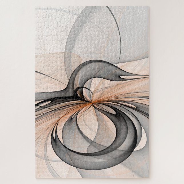 Abstrakt Anthracite Grau Siena Modernes Fraktal Ku (Vertikal)