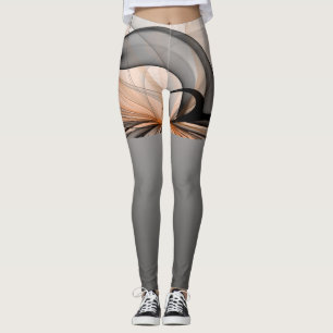 Abstrakt Anthracite Grau Siena Modernes Fraktal Ku Leggings