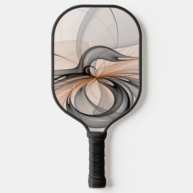 Abstrakt Anthracite Grau Siena Modernes Fraktal Ku Pickleball Schläger (Vorderseite)