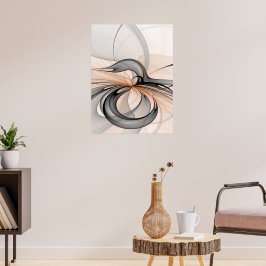 Abstrakt Anthracite Grau Siena Modernes Fraktal Ku Poster