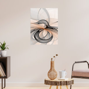Abstrakt Anthracite Grau Siena Modernes Fraktal Ku Poster
