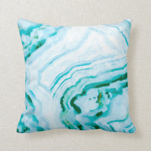 Abstrakt Aqua Aquamarin Agate Design Malerei Kissen