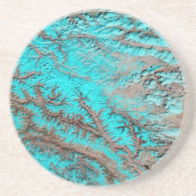 Abstrakt Aqua Blue Sandstone Untersetzer (Vorne)