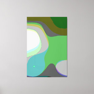 Abstrakt Art. 303 - Grüner, gelber Groovy Retro Leinwanddruck
