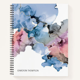 Abstrakt Art Alkohol Tinten Blue Pink Personalisie Notizbuch