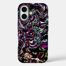 Abstrakt Art Black Swirl Lila iPhone 16 Hülle