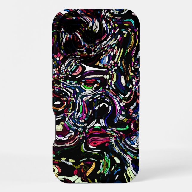 Abstrakt Art Black Swirl Red iPhone 16 Pro Max Hülle (Rückseite)