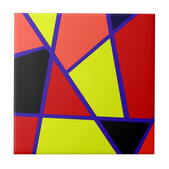 Abstrakt Art Black Yellow Coral Minimalismus Fliese (Vorderseite)