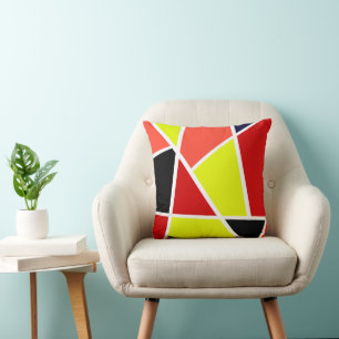 Abstrakt Art Black Yellow Coral Minimalismus Kissen