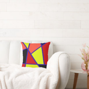 Abstrakt Art Black Yellow Coral Minimalismus Kissen