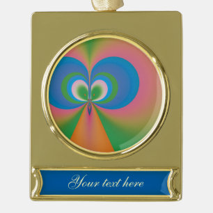 Abstrakt Art Blue Butterfly Banner-Ornament Gold