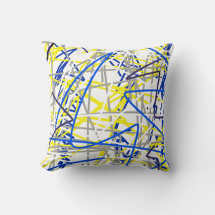 Abstrakt Art Blue Graue gelbe Kissen Kissen Kissen
