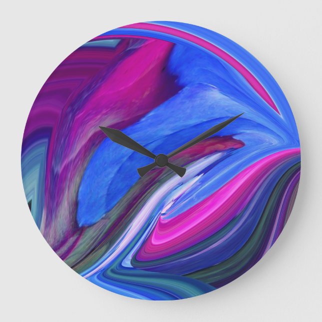 Abstrakt Art Blue N Pink Leaaf Uhr (Vorderseite)