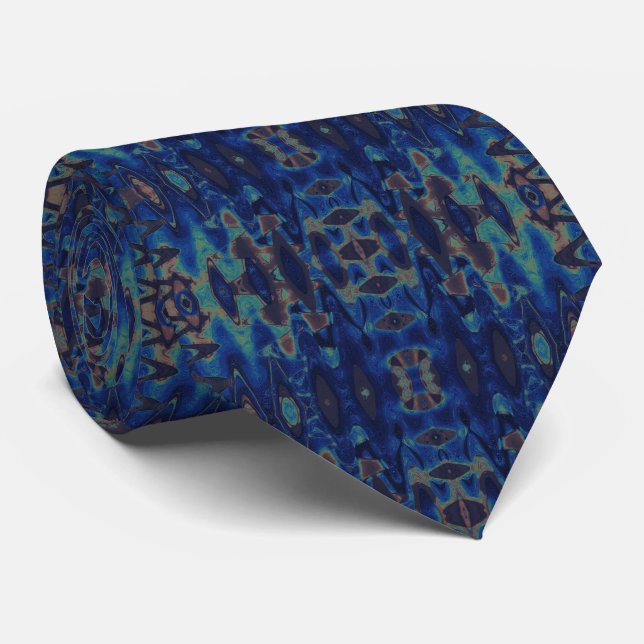 Abstrakt Art Blue Sine Waves Muster Neck Tie Krawatte (Gerollt)