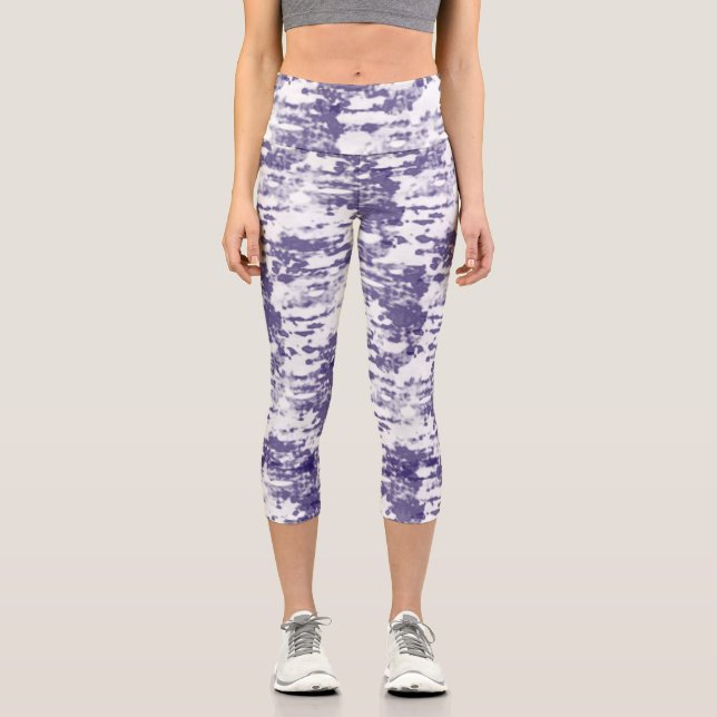 Abstrakt Art Blue White Minimalismus Capri Leggings (Vorderseite)