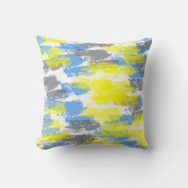 Abstrakt Art Blue White Yellow Grey Minimalismus Kissen