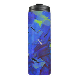 Abstrakt Art Blue & Yellow Green Travel Tumbler Thermosbecher