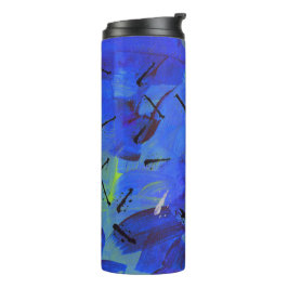 Abstrakt Art Blue & Yellow Green Travel Tumbler Thermosbecher