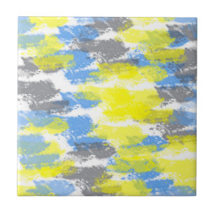 Abstrakt Art Blue Yellow Grey White Minimalismus Fliese
