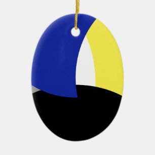 Abstrakt Art Blue Yellow Keramik Ornament
