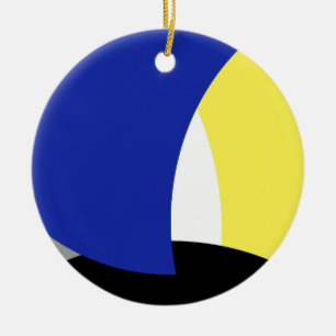 Abstrakt Art Blue Yellow Keramik Ornament
